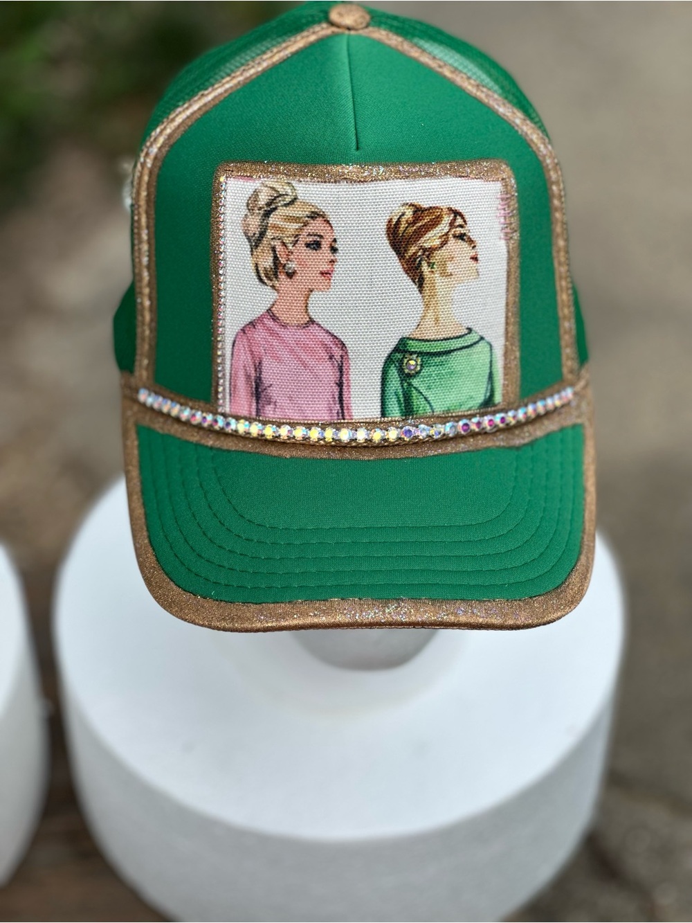 OTTO Green Women's Embellished Cap with Portrait Patch Custom Champ Collection.